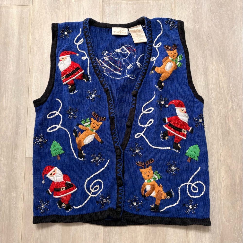 Festive Blue Holiday Sweater Vest